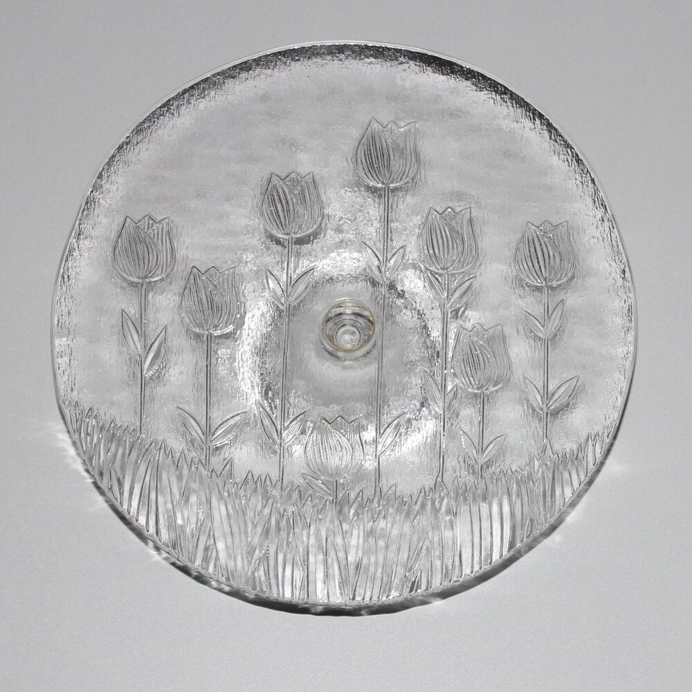 Vintage Cake Stand | Field of Tulips | Glass Cake Plate | Pastry Dessert Stand